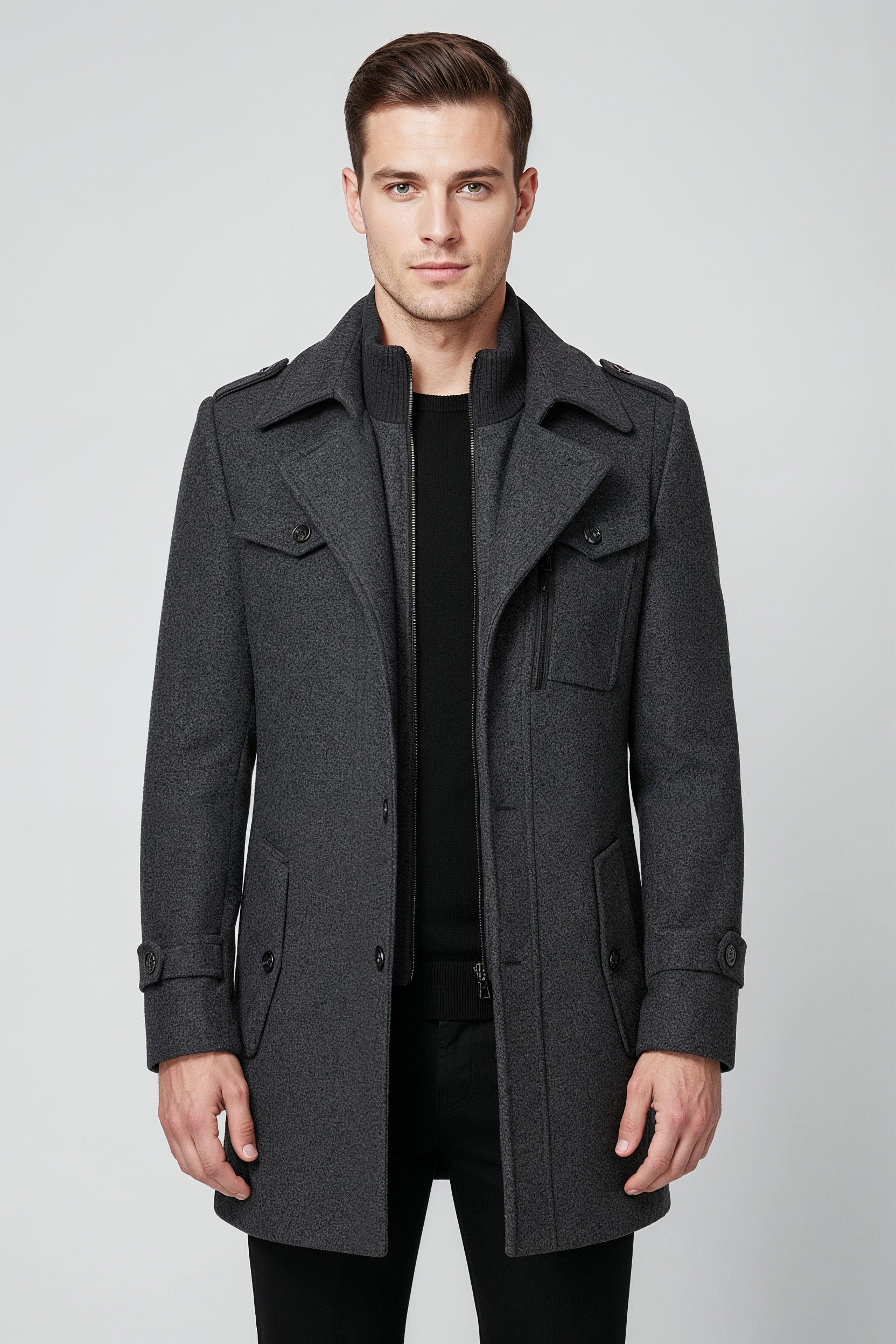 Uldfrakke Med Inderkrave - Mørkegrå 1.1