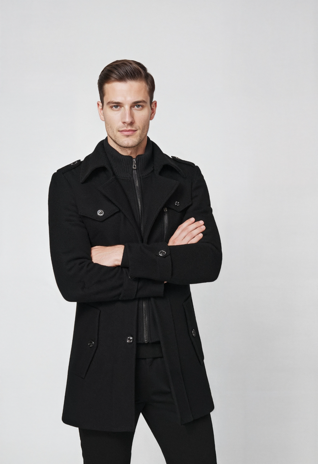 Uldfrakke Med Inderkrave - Sort 1.1