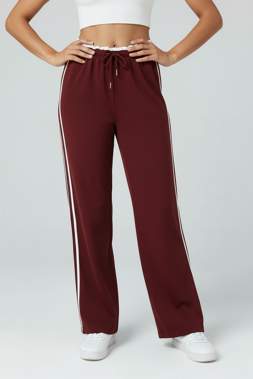Vide Bukser Med Sporty Striber - Bordeaux 1.0