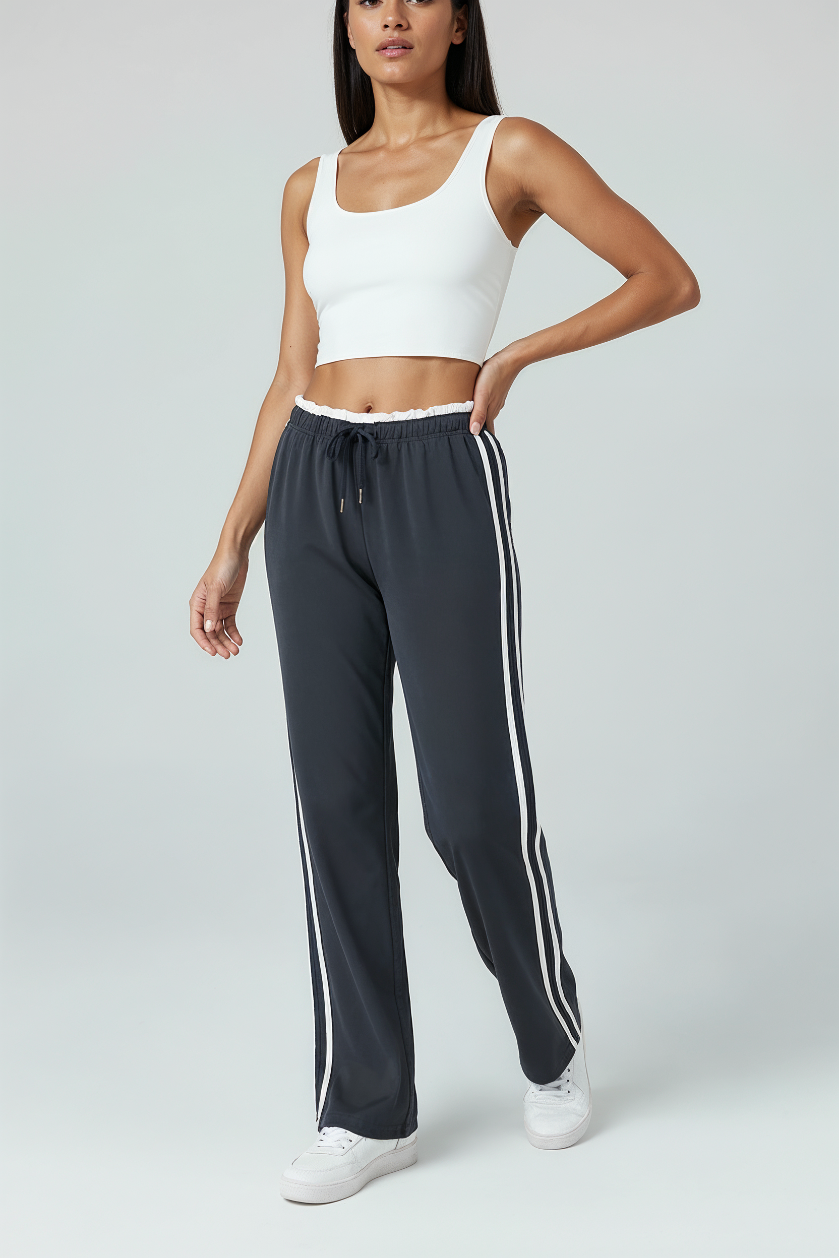 Vide Bukser Med Sporty Striber - Grå 1.1