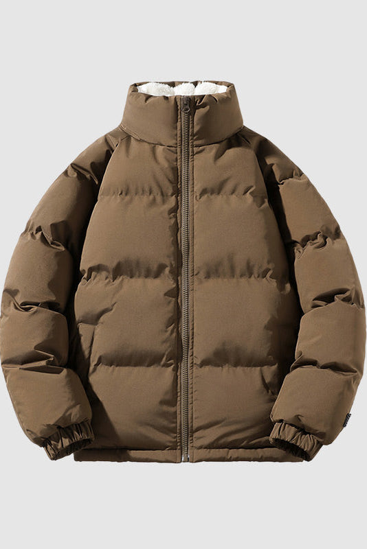 Vinterjakke Herre | Foret med Lynlås og Ståkrave - Brun 1.1