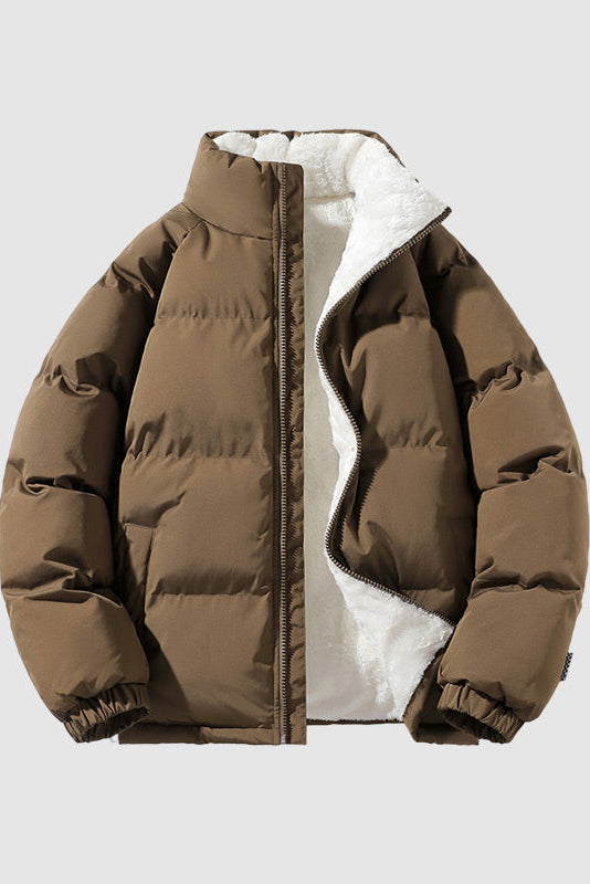 Vinterjakke Herre | Foret med Lynlås og Ståkrave - Brun 1.2