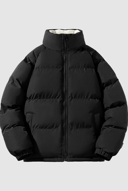 Vinterjakke Herre | Foret med Lynlås og Ståkrave - Sort 1.1