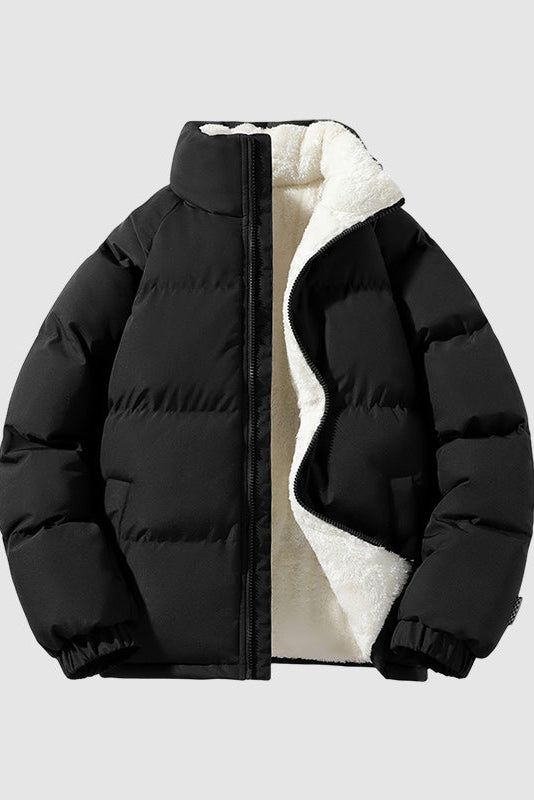 Vinterjakke Herre | Foret med Lynlås og Ståkrave - Sort 1.2