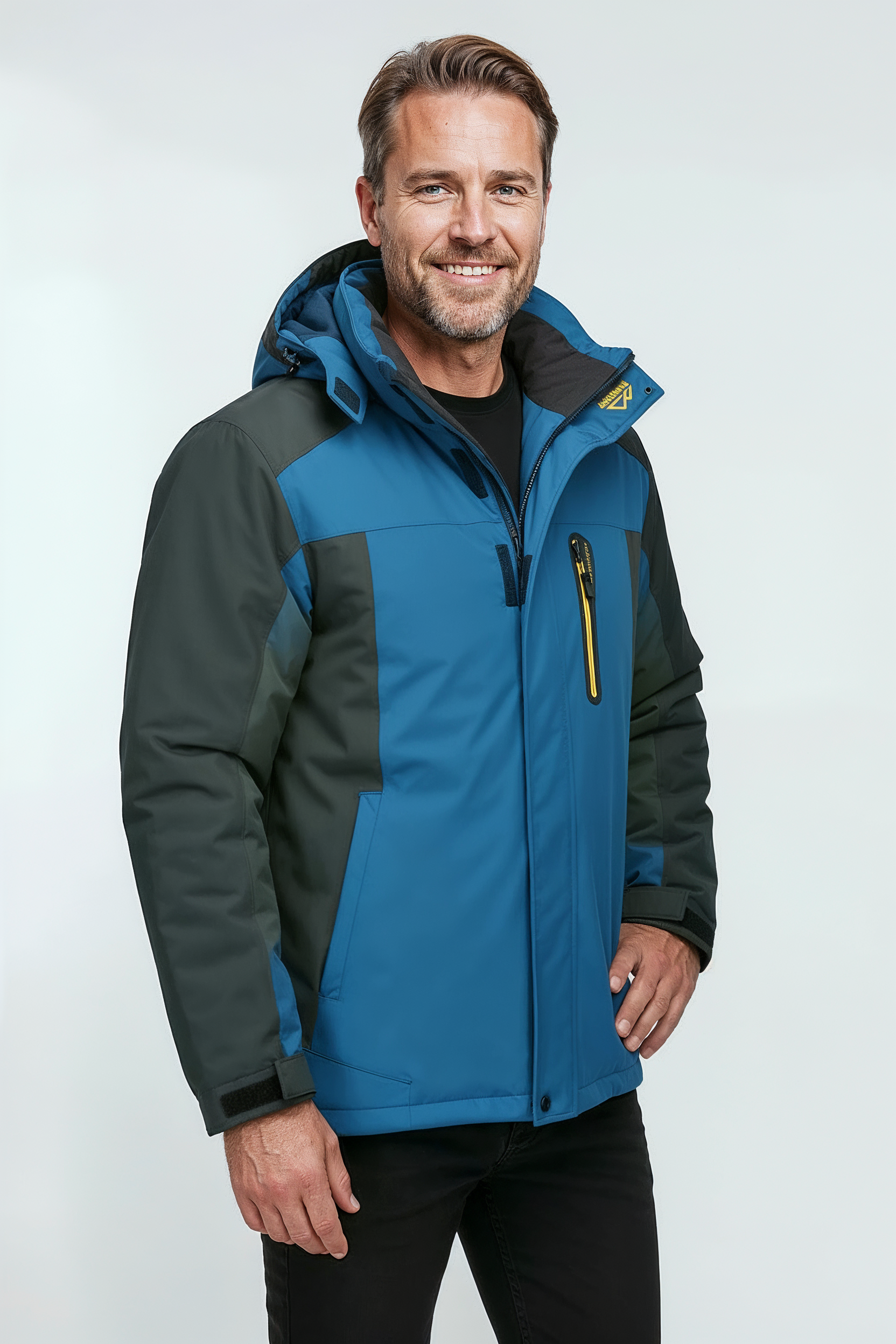 Vinterjakke Herre | Vandtæt Softshell Hætte - Blå