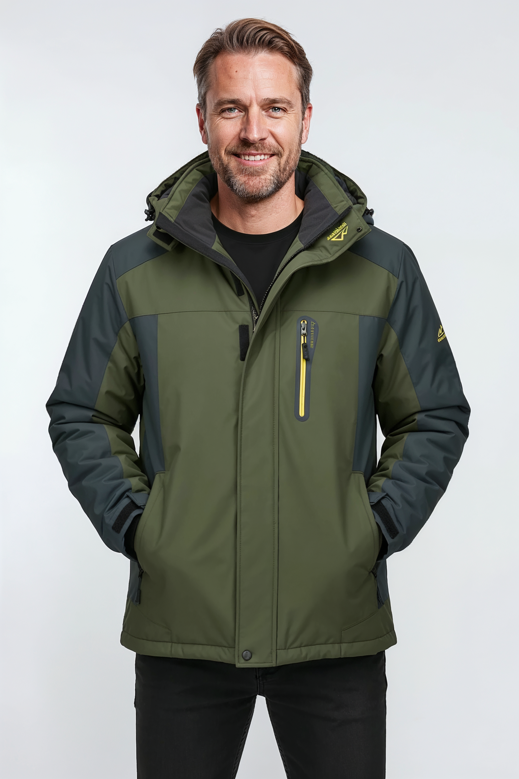 Vinterjakke Herre | Vandtæt Softshell Hætte - Grøn