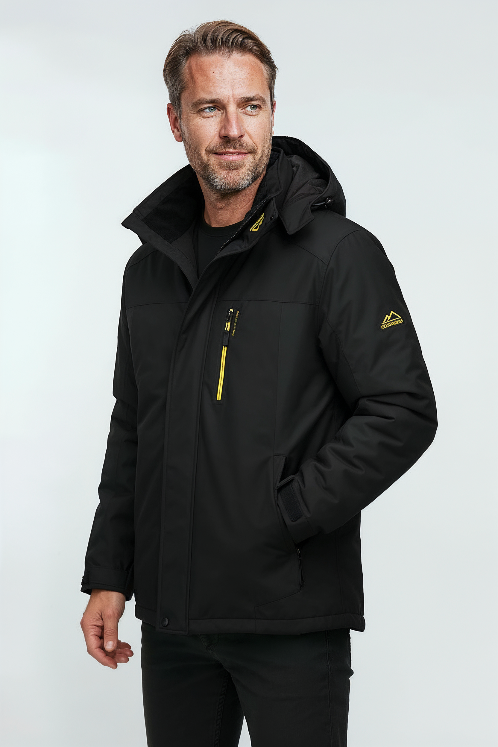 Vinterjakke Herre | Vandtæt Softshell Hætte - Sort