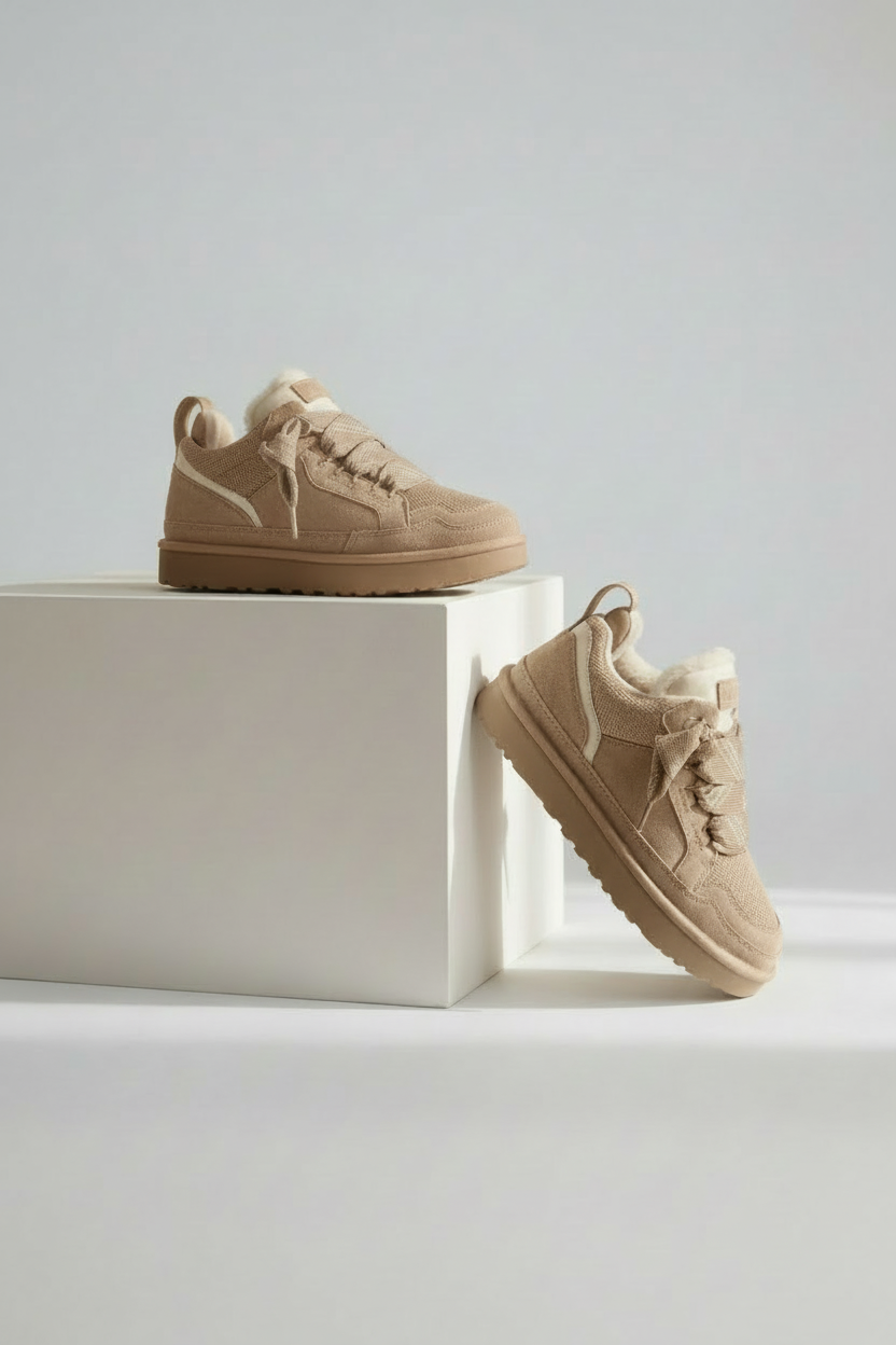 Vinterstøvler Dame | Foret med Bred Pasform og Profilsål - Støvet Beige 3/0